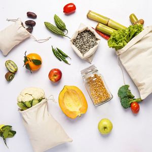 Bolsa de Tela Ecológica Reutilizable de Algodón 100% Orgánico con Doble Cordón para Frutas y Verduras - Product Image 4