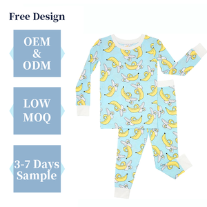 <span class=keywords><strong>Pyjama</strong></span> en bambou pour enfants filles ensemble personnalisé fruits imprimé enfants pyjamas à manches longues deux pièces pyjamas tenue - Product Image 2