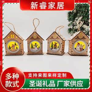 เครื่องประดับบ้านไม้สำหรับคริสต์มาส ของตกแต่งแขวนประดับ พร้อมลายซานตาคลอส มนุษย์หิมะ กวางเรนเดียร์ สำหรับตกแต่งต้นคริสต์มาส - Product Image 2