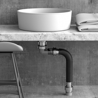 Évier mural transparent pour salle de bain, drain, filtre à déchets, tuyau flexible, raccord anti-odeur