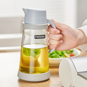 Feidash Oil Bottle Glass Dispenser <b>Large</b> Capacity Transparent Kitchen Condiment <b>Jar</b> <b>With</b> Flip Top <b>Lid</b> - Product Image 1