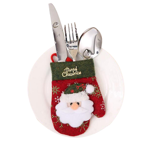 Housse de couverts XH pour Noël, sac à ustensiles réutilisable en polyester, décoration de table pour fêtes et dîners - Product Image 1