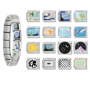 Bracelet en acier inoxydable avec breloques italiennes personnalisées, motif dessin animé océanique mignon, pour la fabrication de bijoux fantaisie, cadeau, vente en gros - Product Image 1