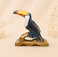 Jouet en bois sculpté en forme de toucan, décoration animale créative en bois