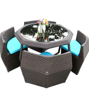 Açık Rattan masa ve sandalyeler setleri hintkamışı yemek sandalyesi masa bahçe 4 kişilik hasır veranda dış mekan mobilyası bahçe seti