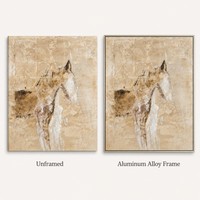 Peintures et décorations murales Giclée Wabi-Sabi Cheval Abstrait sur Toile Carrée avec Cadre en Aluminium pour Salon, Entrée, Hôtel, Grande Taille