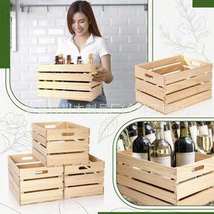 Solid Wood Storage Box Square <b>Stackable</b> Household Organizer For Wine Bottles And Sundries - Product Image 1