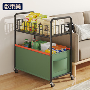 Wheeled Storage Rack Rectangle Large Capacity Snack <b>Cart</b> Living Room Mobile Organizer Easy Cleaning <b>Foldable</b> Bookshelf - Product Image 5