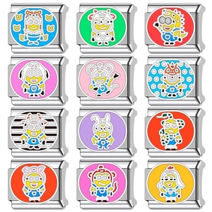 Stocked Stainless Steel Detachable Italian Module Bracelet <b>Men</b> and Women Minion Pattern Splicing DIY Bracelet Jewelry Gift - Product Image 2