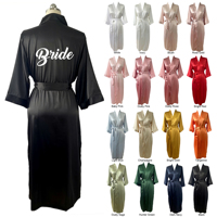 Robe Kimono de Mariée en Soie Satinée pour Femme, Col en V, Taille Élastique, Longue, Vêtement d'Intérieur de Luxe, Robe de Nuit, Peignoir, Demoiselle d'honneur pour Mariage