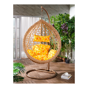 Fauteuil oeuf de jardin suspendu moderne de luxe en rotin personnalisé pour jardin extérieur en PE rotin métal sur pied balançoire de patio - Product Image 4