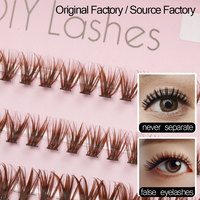 Lot de 120 faux cils en grappe marron en gros, kit DIY de cils en grappe, cils naturels à bande fine et effilée