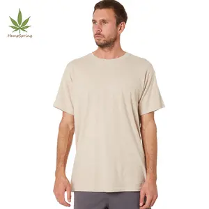Camiseta masculina de cânhamo 100%, camiseta de cânhamo para homens, camiseta sustentável com pescoço em branco