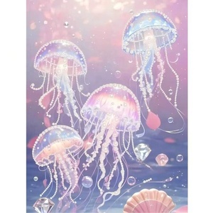 Kits d'art de peinture diamant 5D DIY pour débutants, thème organismes marins, décor mural, cadeaux, sujets animaux imprimés, artisanat - Product Image 1