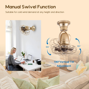 Hiện Đại Tường Và Gắn Kết 2 Trong 1 Quạt Trần 360 ° Có Thể Điều Chỉnh Treo Tường <span class=keywords><strong>Fan</strong></span> Với Từ Xa - Product Image 4
