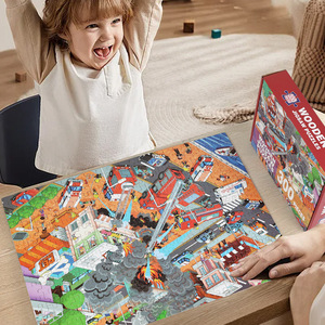 Rompecabezas Educativo de Madera de <span class=keywords><strong>300</strong></span> <span class=keywords><strong>Piezas</strong></span> con Dibujos Animados para Niños de 1 a 6 Años, Aprendizaje Temprano, Entrenamiento de Pensamiento Lógico, Diseño Plano a Color - Product Image 4