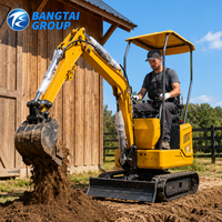 Mini-excavatrice sur chenilles de 1 tonne avec cabine climatisée, moteur diesel, pour la gestion des terres, les travaux agricoles et l'aménagement paysager