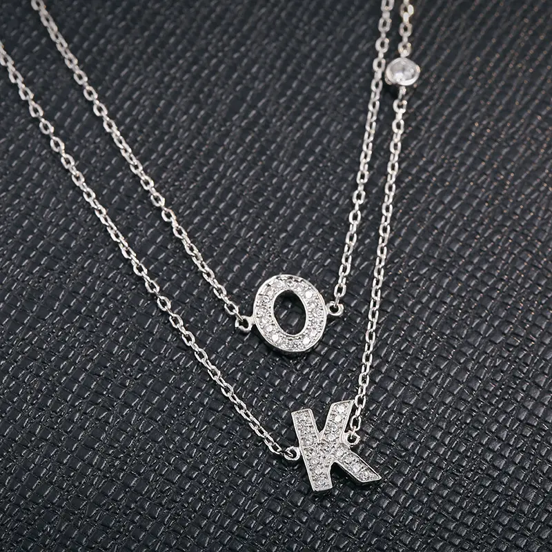 Colgante de plata de ley con letra inicial para hombre y mujer, Collar personalizado con letras del alfabeto, de alta calidad, venta al por mayor