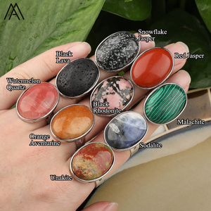 Big Oval Shape Gemstone Cabochon Beads Silver <strong>Ring</strong> for Men'<strong>s</strong> Jewelry <strong>Father</strong> Gift - Product Image 6
