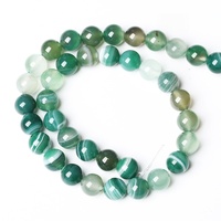 Perle en vrac d'agate rayée verte en pierre naturelle en gros pour la fabrication d'accessoires de bijoux de bracelet à bricoler soi-même