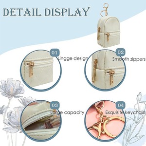 Monedero Mini de Tela Tejida en Tonos Pastel con Llavero de Cuentas Anudadas, Bolsa Pequeña para Guardar Auriculares para Mujeres y Niñas - Product Image 5