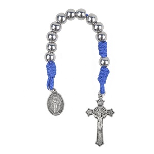 Rosario Decenario de Paracord Azul con Cuentas de 8MM de Acero Inoxidable y Medalla <span class=keywords><strong>Milagrosa</strong></span>, Color Inalterable - Product Image 2