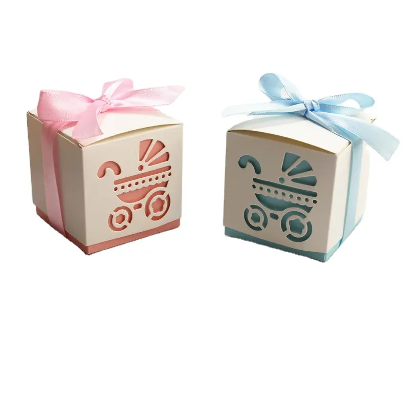 Китай, оптовая продажа, индивидуальный логотип, раскладная Складная Двухуровневая подарочная упаковка для десертов, бумажная коробка для рождения ребенка