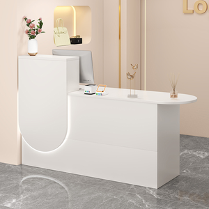 Modern Mini Small White Office Furniture Cashier Counter <b>Shop</b> Front Desk Small Beauty Reception Desk with <b>LED</b> <b>Light</b> - Product Image 5