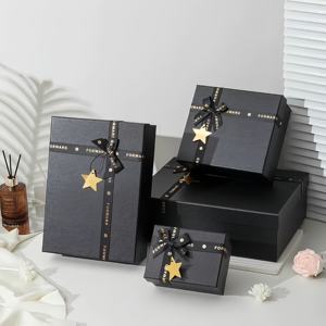 Ins Style Fashion Gift <strong>Box</strong> With Ribbon Square <strong>Box</strong> With Top and Bottom Lid Custom Size Accept Logo Printing - Product Image 3
