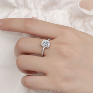 925 in Sterling Sliver 1ct 2 Ct Moissanite diamante da donna matrimonio Moissanite gioielli con diamanti anello di fidanzamento - Product Image 2