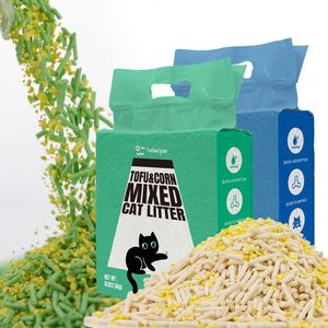 Litière pour chat en tofu et maïs mélangés, marque privée OEM ODM, parfum personnalisé, emballage sur mesure, agglomérante, jetable dans les toilettes, écologique - Product Image 1