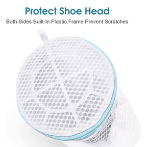 Sac de lavage pour chaussures en maille blanche avec fermeture éclair, réutilisable pour le lavage en machine - Product Image 4