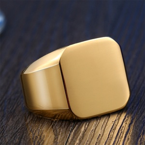 Fashion Fine Stainless Steel Finger <b>Ring</b> Dainty <b>Gold</b> Plated Blank <b>Rings</b> Men - Product Image 1