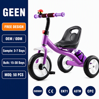 Tricycle pour enfants GEEN avec musique et lumières de sécurité, tricycle à pousser pour bébés avec prix plus bas