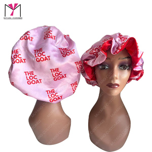 MUYANG New product Satin Circle <b>Bonnet</b> With Drawstrings Printed Design Fashion Sleep Hat For Women Home Use - Product Image 2