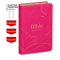 Bible personnalisée en cuir PU rose de luxe, impression en gros sur mesure, OEM, cadeau religieux, livraison directe d'usine