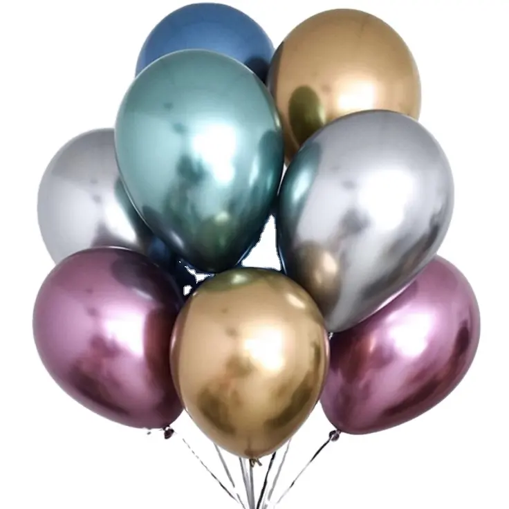 Ballons colorés en Latex, 12 pièces, 10 pouces, métallisé, en aluminium chromé, pour fête, vente en gros