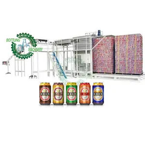 Rvs Lift Heftruck Pallet Transportband Fonkelende Soda Water Pet Plastic Lege Bier Kan Depalletizer Machine