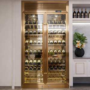 Cave <span class=keywords><strong>à</strong></span> vin verticale thermoélectrique double zone personnalisable pour 84 bouteilles, alimentation batterie/électrique, pour salon - Product Image 1