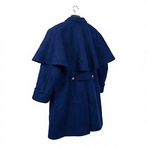 Abrigo de lana azul para hombre, doble botonadura, cuello alto, capa, ropa exterior, logotipo personalizado, uniforme, sobretodo - Product Image 2