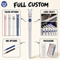Stylos à bille personnalisés en gros avec logo, animaux mignons, 0,5 mm, en plastique, promotionnels, pour le bureau, l'école, cadeau, rose, gris, blanc, bleu