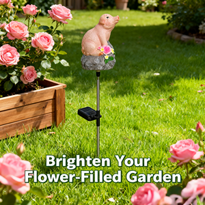 Lampu Taman Tenaga Surya LED dengan Sensor Suara, Dekorasi Jalan Taman, Lampu Taman Tenaga Surya Bentuk Babi Simulasi untuk Luar Ruangan - Product Image 4