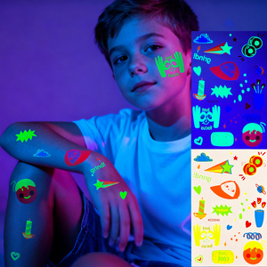 Tatuaggi Temporanei Fluorescenti Personalizzati che si Illuminano al Buio, Motivi di Animali Cartoon, Adesivi Impermeabili per Viso e Corpo per Donne e Bambini - Product Image 6