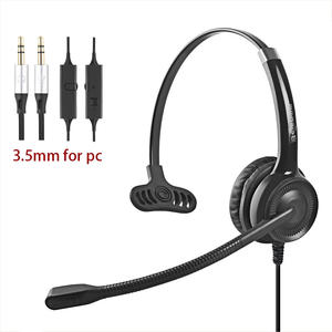 <span class=keywords><strong>Casque</strong></span> filaire monaural à oreille unique 3.5mm PC <span class=keywords><strong>Jack</strong></span> <span class=keywords><strong>Casque</strong></span> antibruit avec microphone pour centre d'appels - Product Image 1