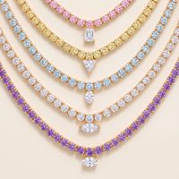 Collier tennis Gaovo Premium Macaron entièrement pavé, minimaliste, en acier inoxydable, polyvalent, pour le quotidien, bijoux de mode pour femmes