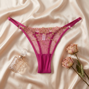 Braguitas de encaje bordado para mujer al por mayor, de talle bajo, transparentes, de malla, lencería sexy, cómodas y ultrafinas - Product Image 4