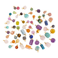 Pendentifs Breloques en Quartz Cristal Naturel Brut et Facetté, Breloques en Pierre Naturelle en Acier Inoxydable pour la Fabrication de Bijoux