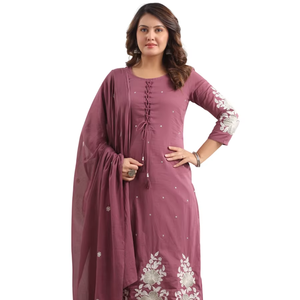 Ensemble Kurta Droit pour Femme en Coton, Tenue Ethnique avec Pantalon et Dupatta, Vêtement Quotidien Décontracté, Tenue Traditionnelle Indienne, Vente en Gros - Product Image 1