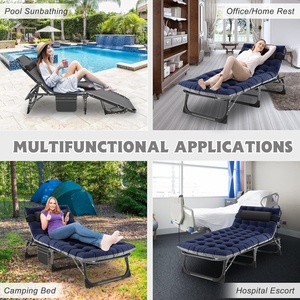 Cama Plegable de 5 Posiciones con Marco de Metal, Tumbona Reclinable Portátil para Camping, Playa, Piscina y Tomar el Sol - Product Image 4