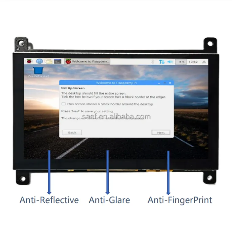 Monitor do tela táctil 5 inch LCD Screen Display 800x480 EMI Protegeu a luz solar legível água à prova de tela táctil